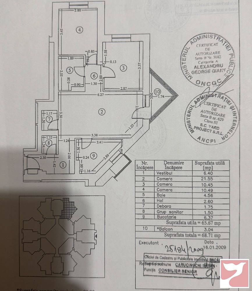 Vanzare apartament  3 CAMERE in Bacău, 69 mp