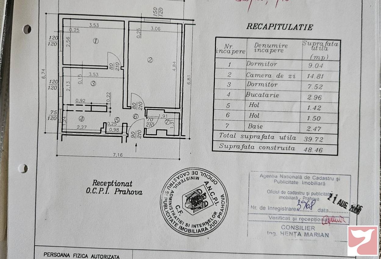 Vanzare apartament  3 CAMERE in Ploieşti, 39 mp