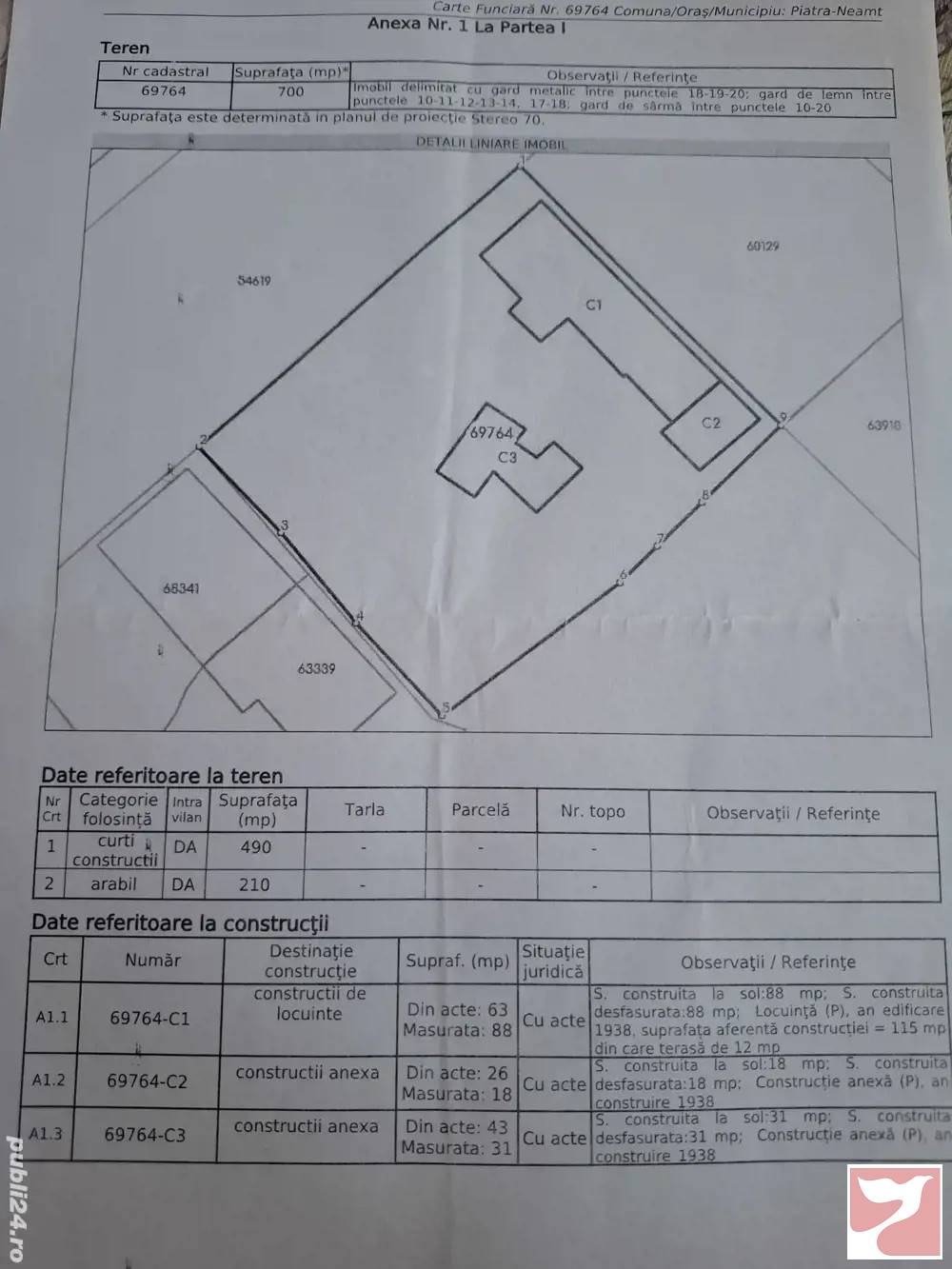 Vanzare casa/vila  in Piatra-Neamţ, 700 mp