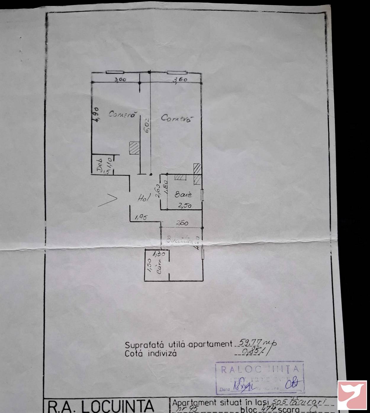 Vanzare apartament  2 CAMERE in Iaşi, Păcurari, 60 mp