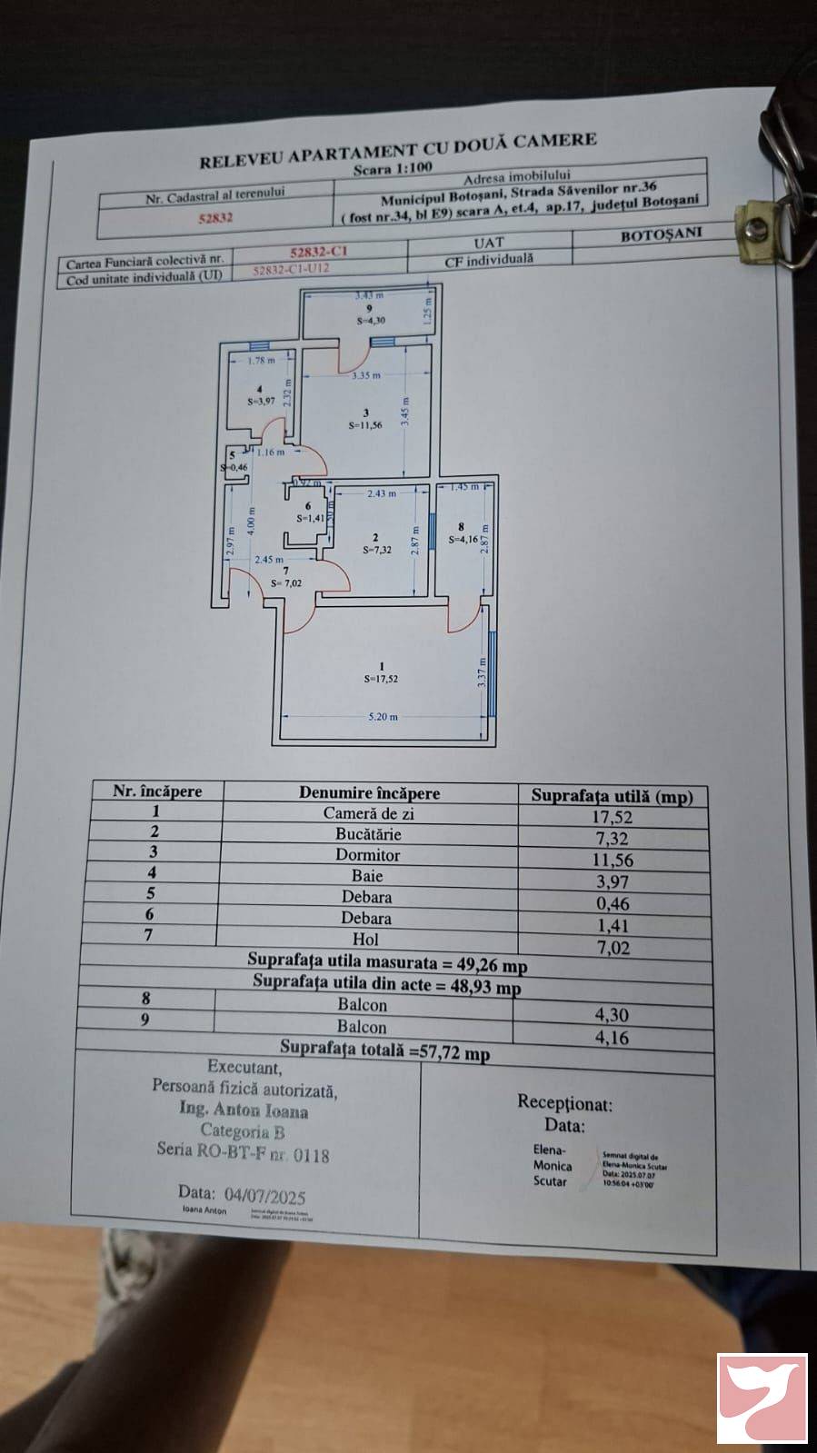 Vanzare apartament  2 CAMERE in Botoşani, 58 mp