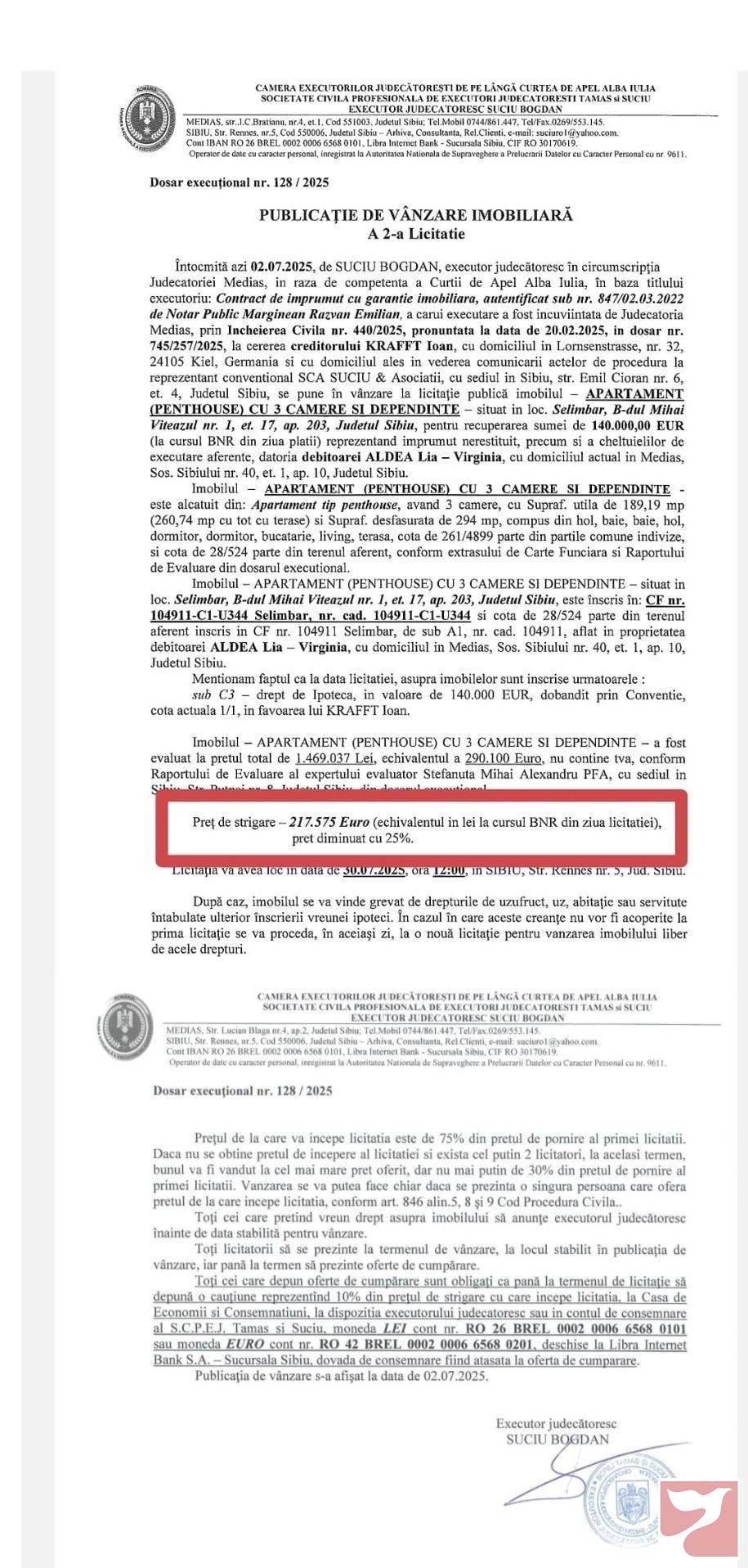 Vanzare apartament  4 CAMERE in Sibiu, 250 mp