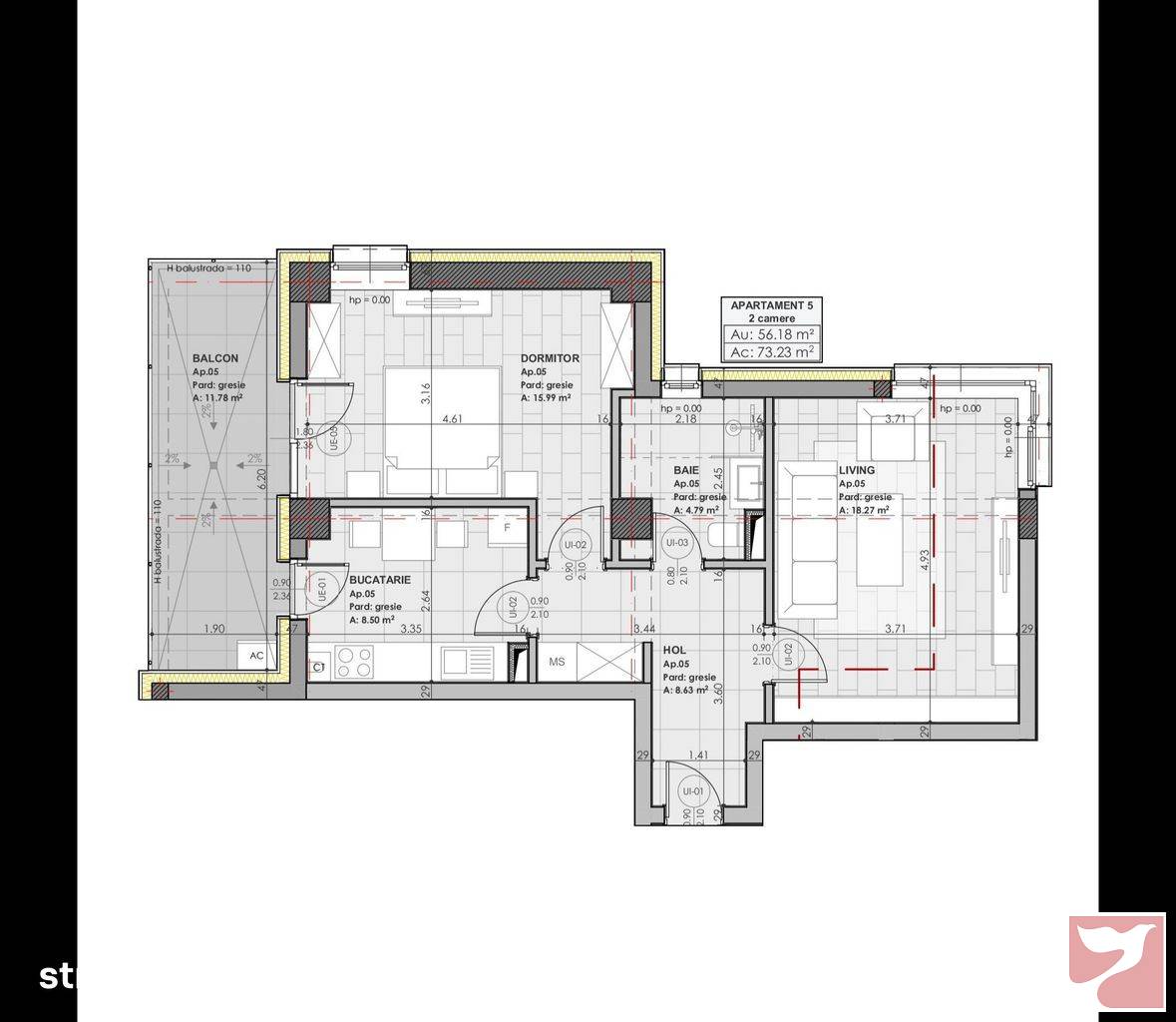 Vanzare apartament  2 CAMERE in Iaşi, 96 mp