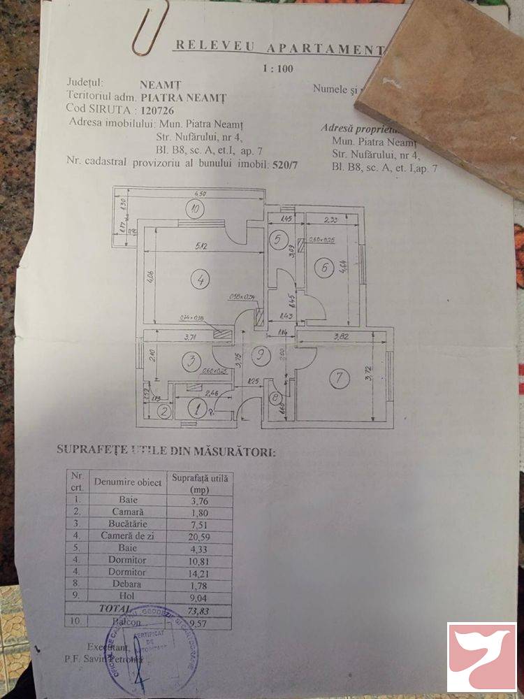 Vanzare apartament  3 CAMERE in Piatra-Neamţ, 73 mp