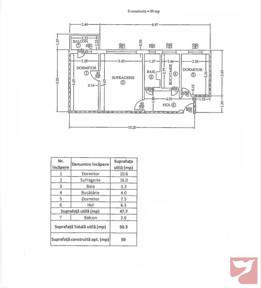Vanzare apartament  3 CAMERE in Ploieşti, 50 mp