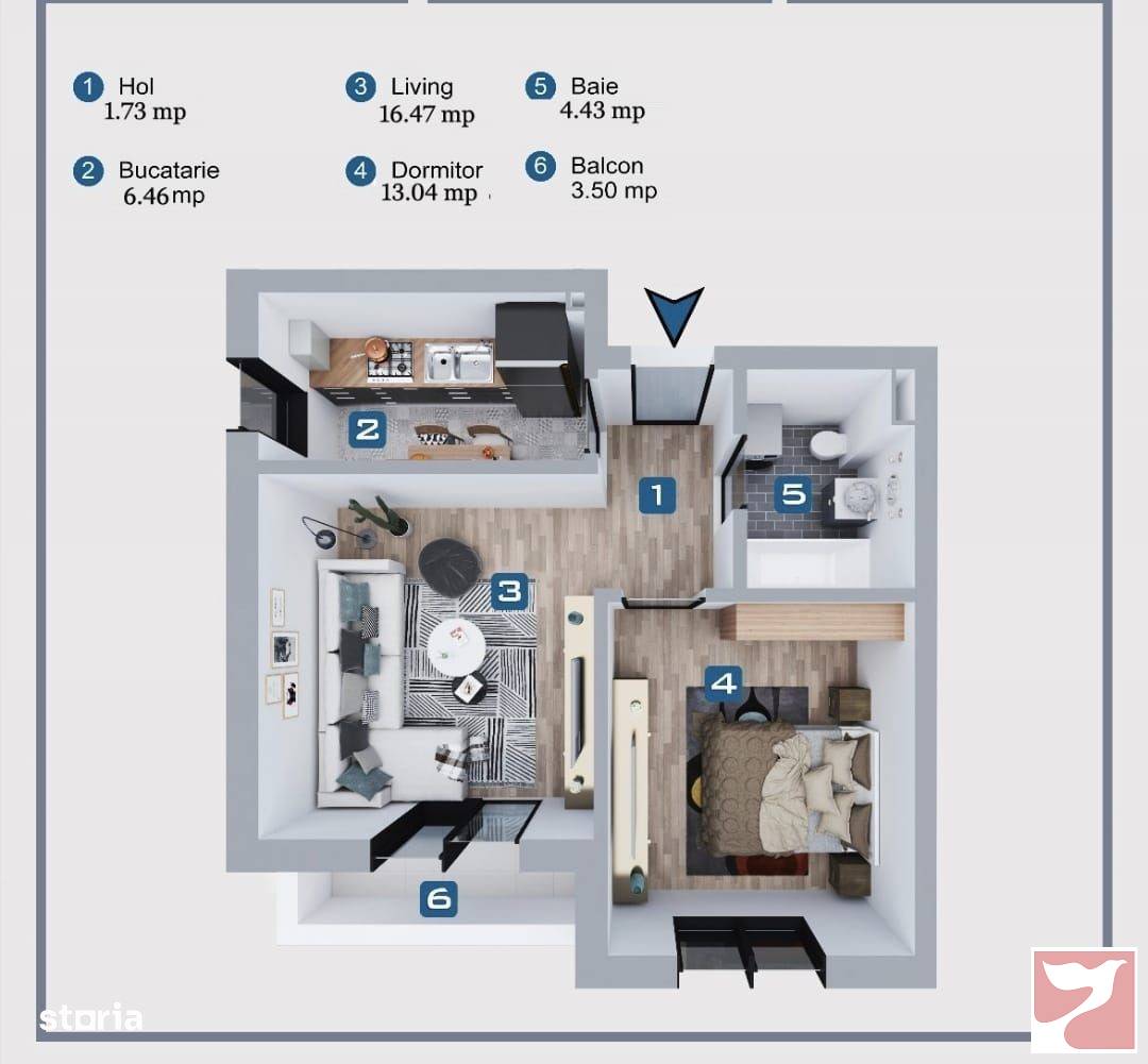 Vanzare apartament  2 CAMERE in Chiajna, 31 mp